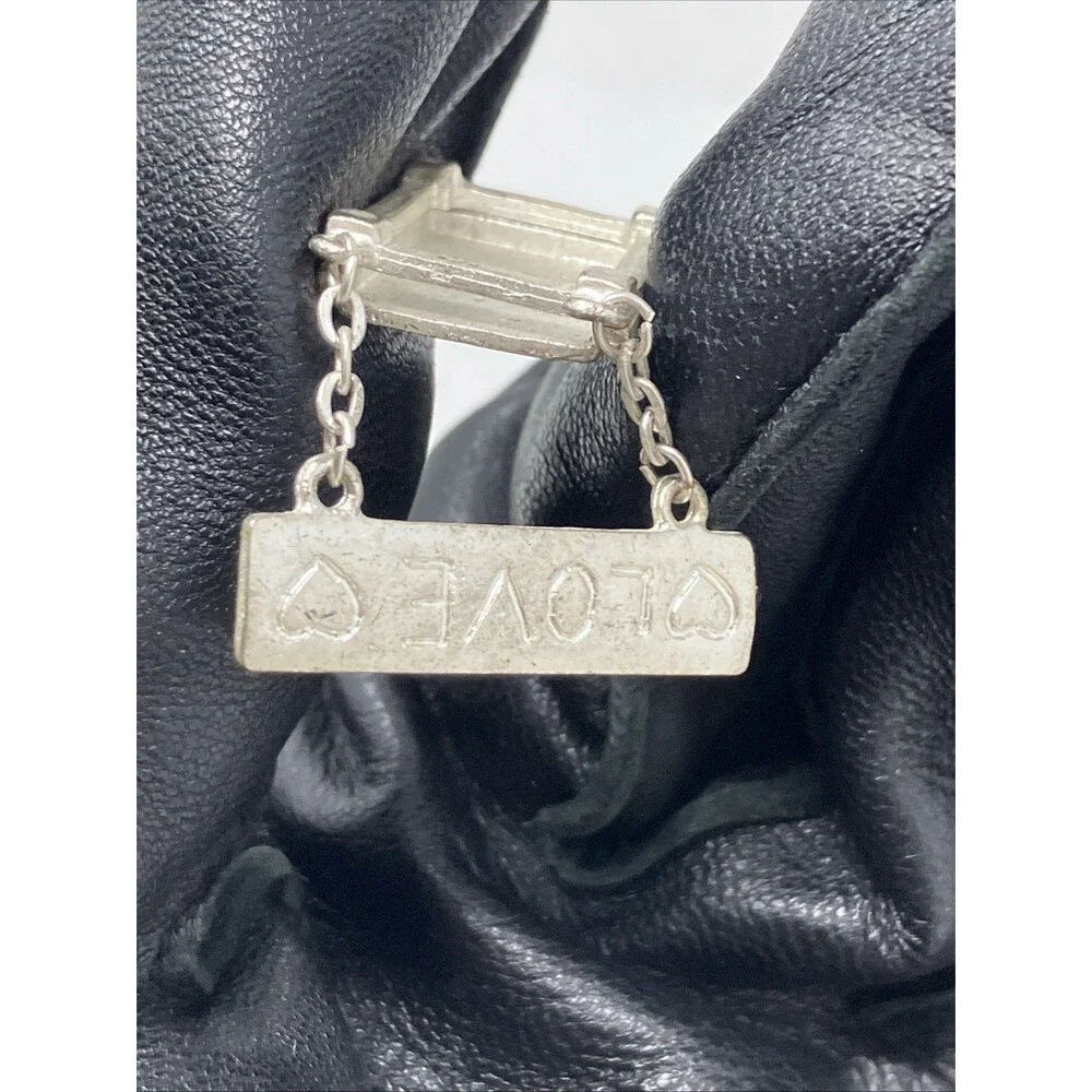 Hanging Picture Frame Brooch Dangle Pin LOVE Silver Tone VTG